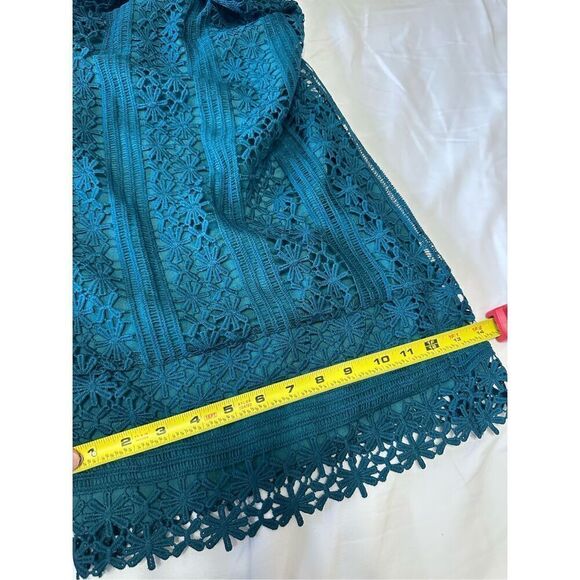 NWT Anthropologie Greylin Stowe Lace Jumpsuit Teal Strapless Wide Leg Size Petit - Picture 9 of 9